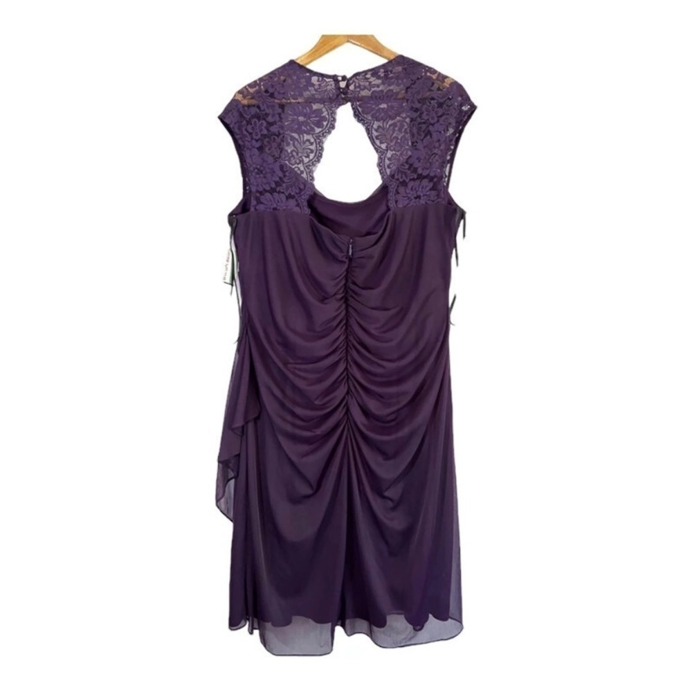 NWT David's Bridal XSCAPE Woman Joanna Chen Purple Lace Shoulder Drape Dress 18 - Picture 16 of 16